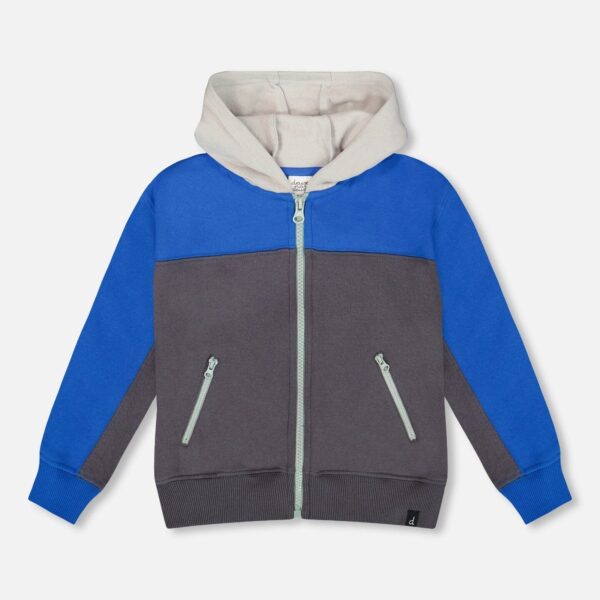 2par2 | Designed in Canada, Color Blocked Zip Front Fleece Hoodie Dark Gray