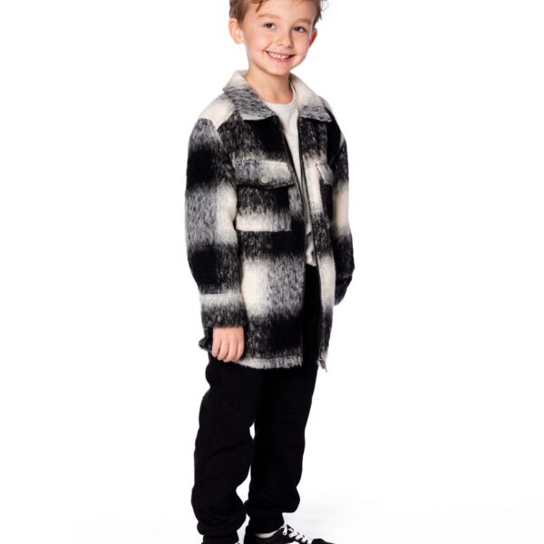 2par2 | Designed in Canada, Long Sleeve Zip Front Overshirt With Pockets Black And White