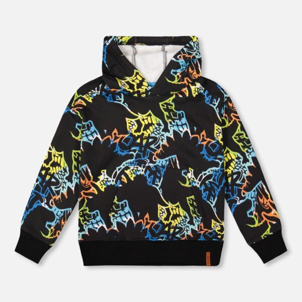 2par2 | Designed in Canada, Boy Printed Hooded Fleece Sweatshirt Black