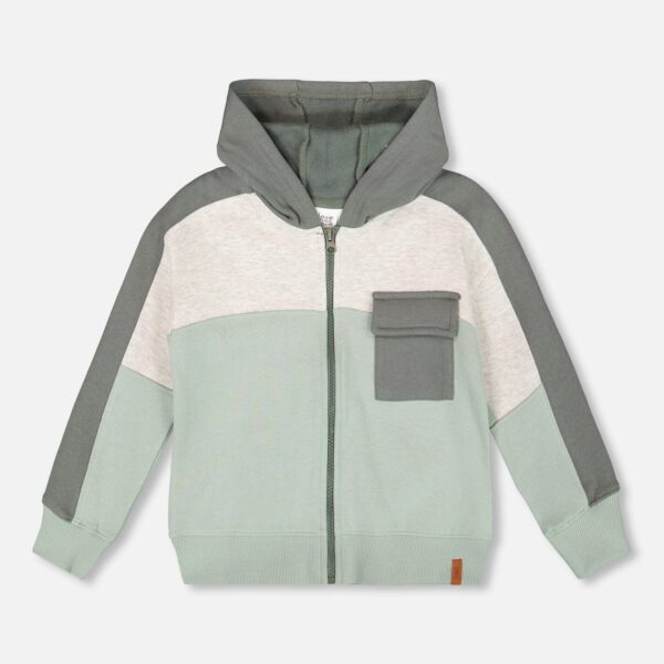 2par2 | Designed in Canada, Full Zip Fleece Color Block Sweatshirt Green Gray