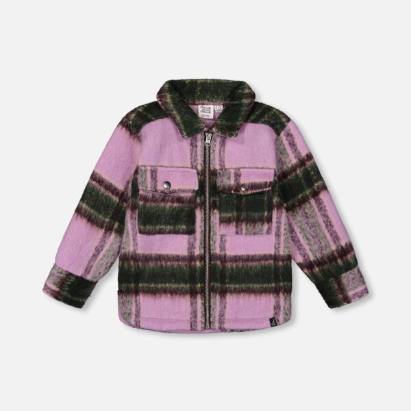 2par2 | Designed in Canada, Zipped Plaid Overshirt Mauve And Green