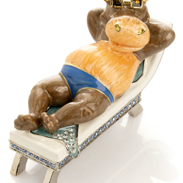 Relaxing Hippo on Sun Lounger Trinket Box | Keren Kopal