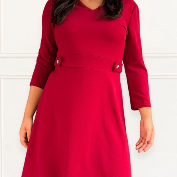 Women’s A-Line Dress with Gold Button Detail