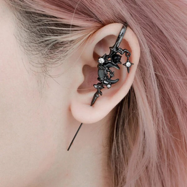 Gothic Earrings with Celestial Star and Moon Design