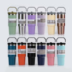 Portable Car Cup Stainless Steel Cup Travel Sports Water Bottle With Handle Cover Coffee Tumbler Cup