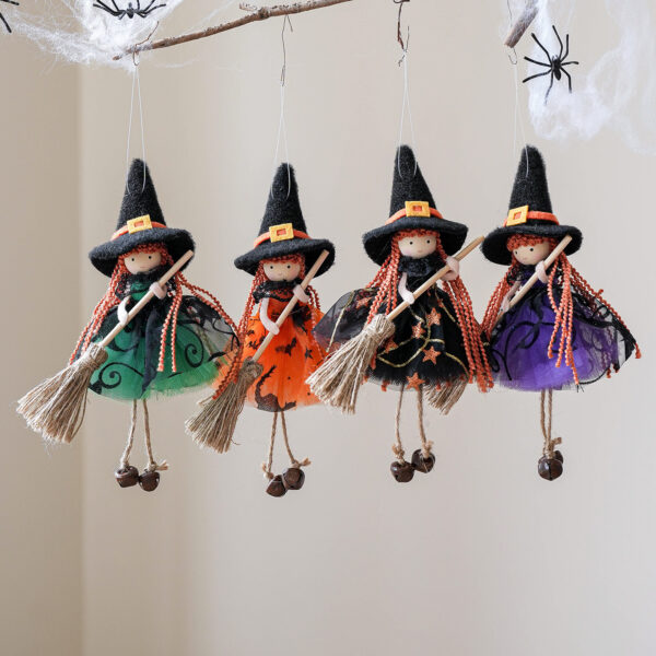 Halloween Mesh Broom Girl Angel Christmas Tree Pendant
