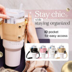 Water Bottle Handle Shoulder Strap For 30-40oz Bottles PU Leather Tumbler Handle