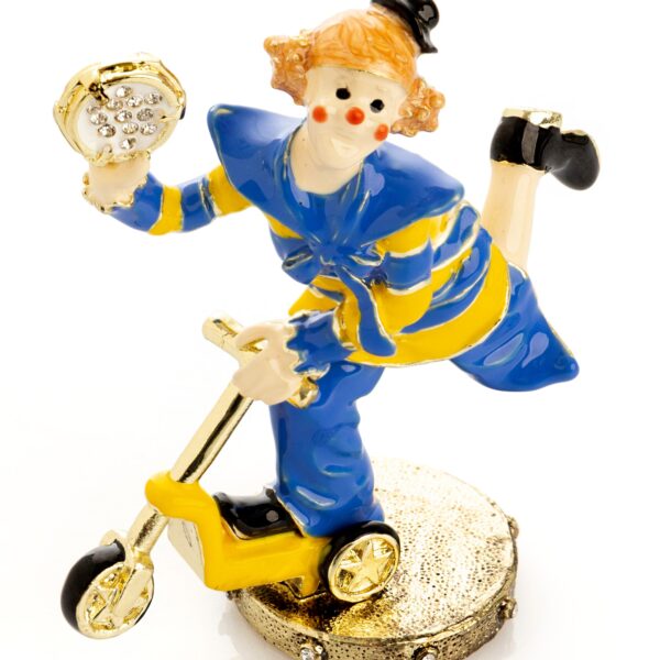 Playful Circus Clown Riding a Scooter Trinket Box | Keren Kopal