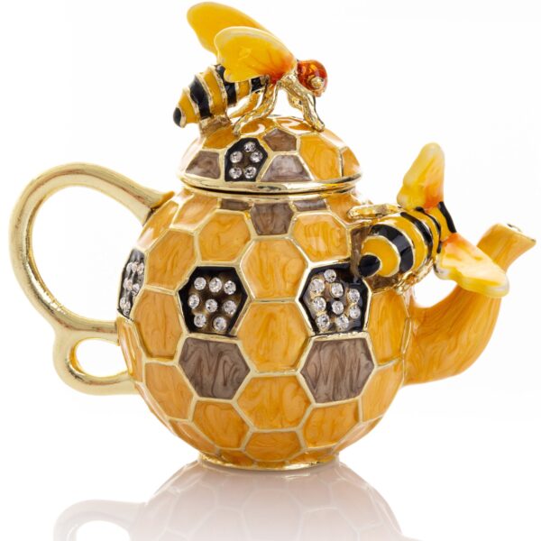Bee & Honeycomb Teapot Trinket Box by Keren Kopal