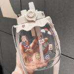 Straw Plastic Portable Water Bottle For Drinking Tea