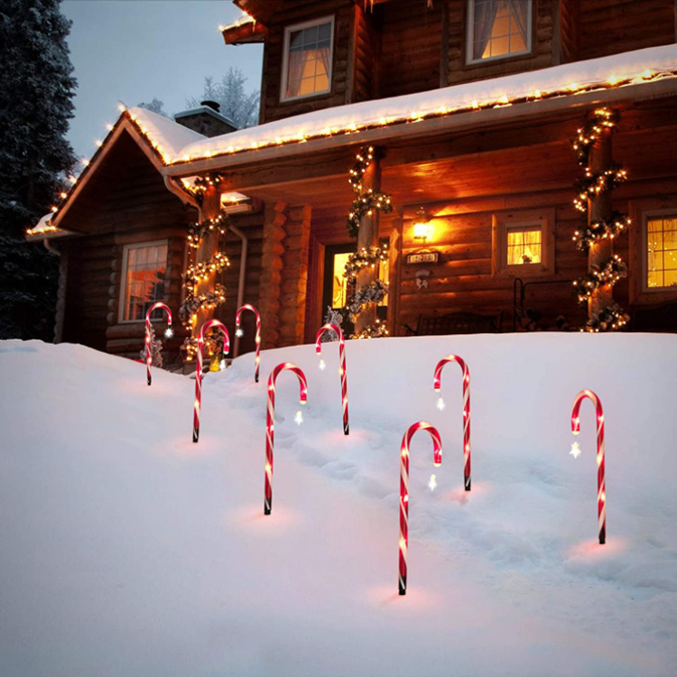 Christmas Outdoor Solar Cane Light LED Copper Wire Ground Plug | Free Shipping