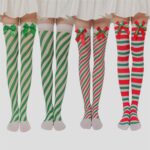 Christmas Plush Doll Knee Socks Bow Stockings | Free Shipping
