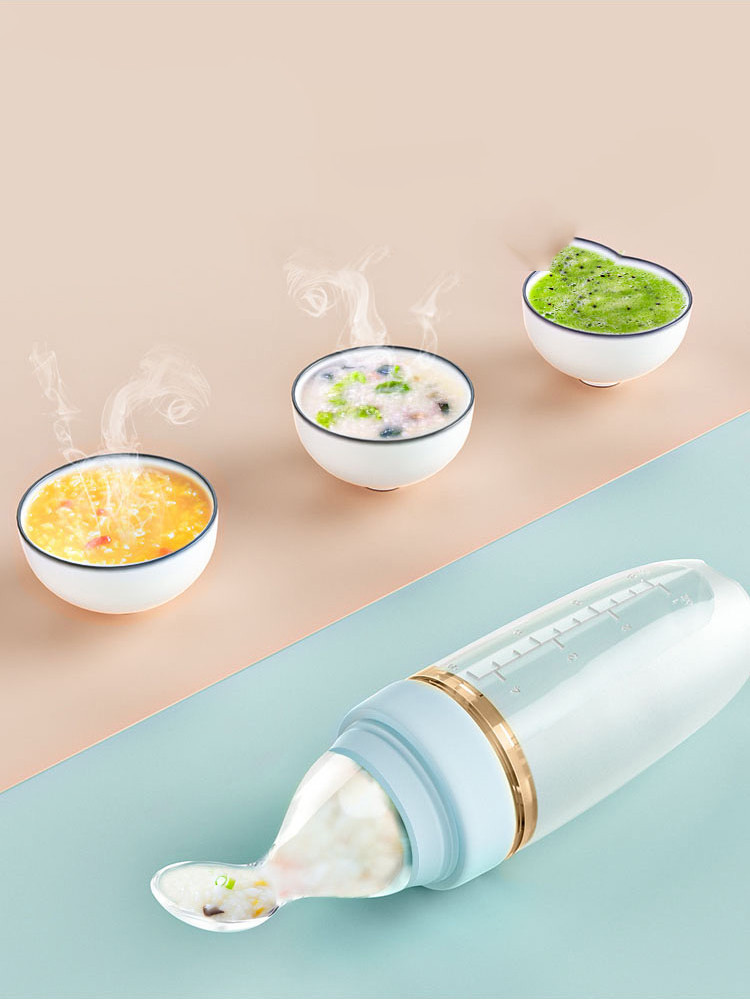 Baby Rice Cereal Spoon Soft Silicone Squeeze Rice Noodle Bottle
