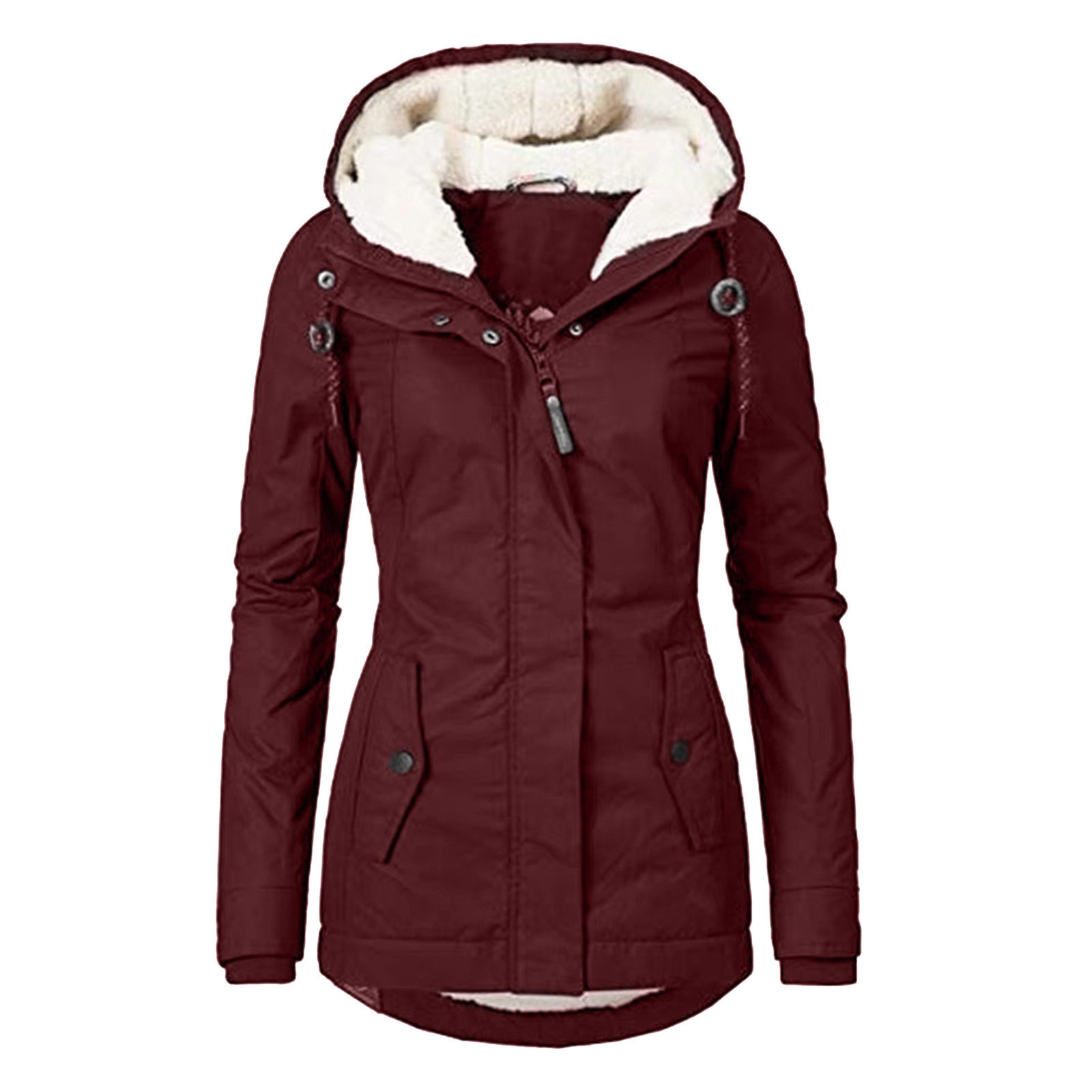Hot Style Ladies Long-Sleeved Zipper Pocket Padded Jacket