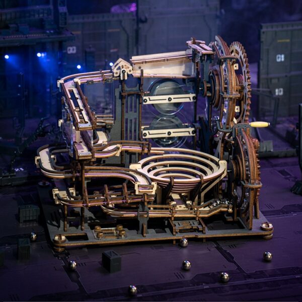 Marble Night City 3D Wooden Puzzle Games Assembly Waterwheel Model Toys For Children Kids Birthday Gift