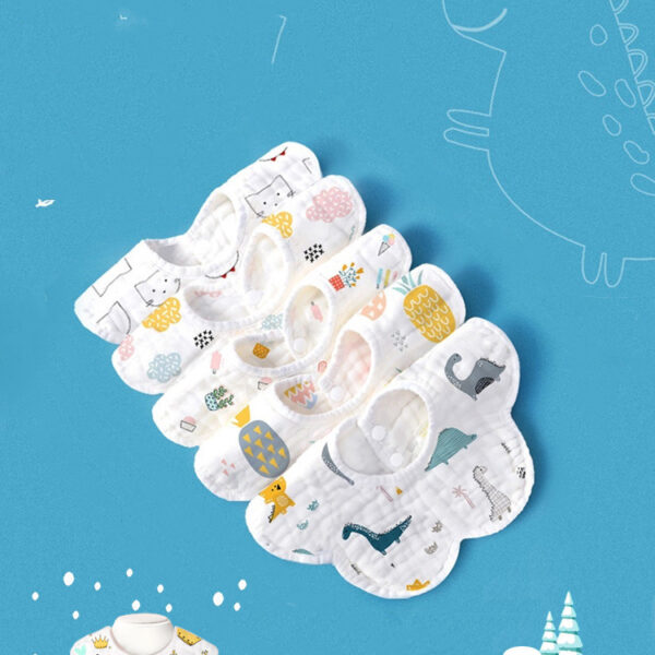 Rotating Flower Waterproof Baby Cloths Saliva Towel Cartoon Soft Round Baby Bibs Feeding Scarf