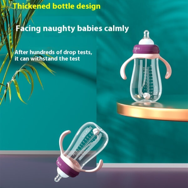 Baby Wide Caliber PP Straw Feeding Bottle Baby Plastic Water And Milk Bottle With Handle
