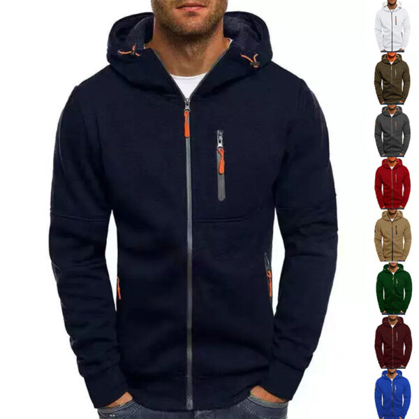 Men's Casual Zipper Hooded Sweater Solid Color Sports Fitness Jackets Cardigan | FREE SHIPPING men's clothing