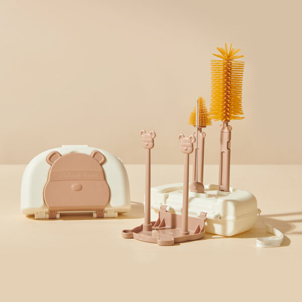 Silicone Baby Bottle Brush Special Drying Rack Nipple Cleaning Suit With Base