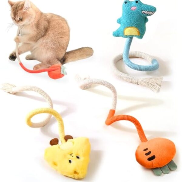 Sisal Rope Cat Toys Safe Catnip Toys Without Wire Cat Toys For Bored Indoor Cats Dental Kitty Chew Toys With Silvervine Gall Fruit,Bite-Resistant Teeth Clean Chew Cat Toy,kitty Toys