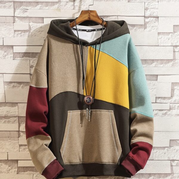 Fleece Casual Loose Color-blocking Pullover Top | FREE SHIPPING mens clothing men's