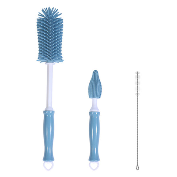 Straight Handle Silicone Baby Bottle Cleaning Brush