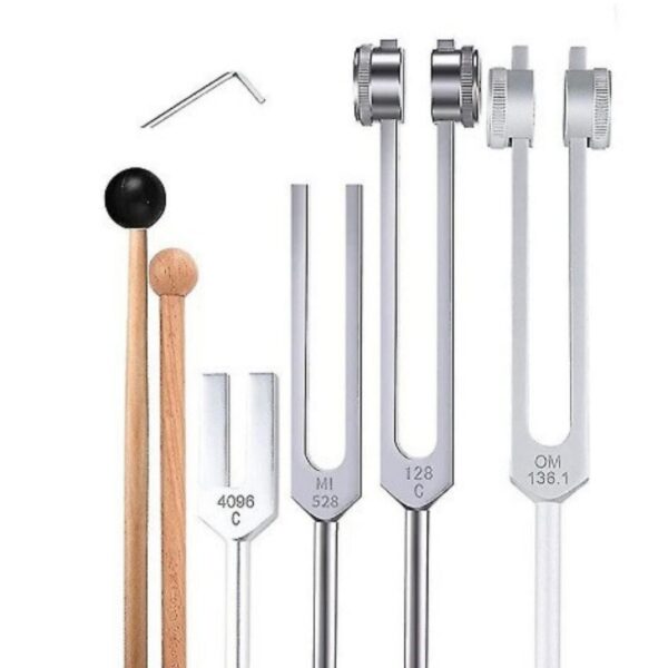Aluminum Alloy Tuning Fork 4-Piece Set – Powerful Healing Sound Therapy Tool 128 Hz1361hz MI528Hz 4096hz