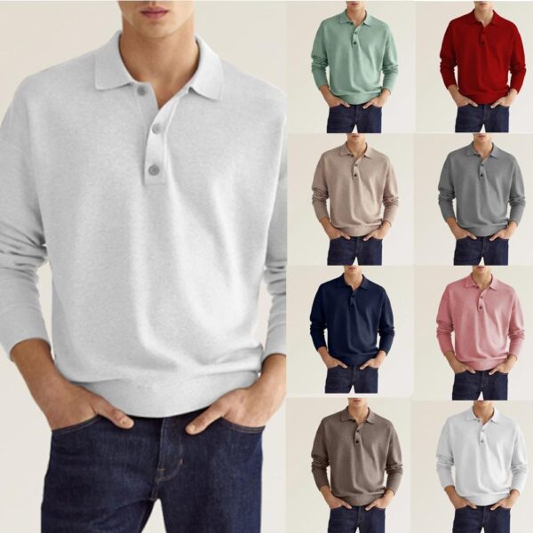 New Autumn Long Sleeve V-neck Buttons Men's Casual Jacket Polo Shirt | FREE SHIPPING men's clothing