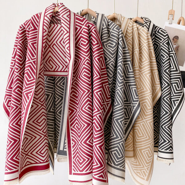 Thickened Warm Office Cloak Nap Wool Blanket Plaid Cloak Dual-use