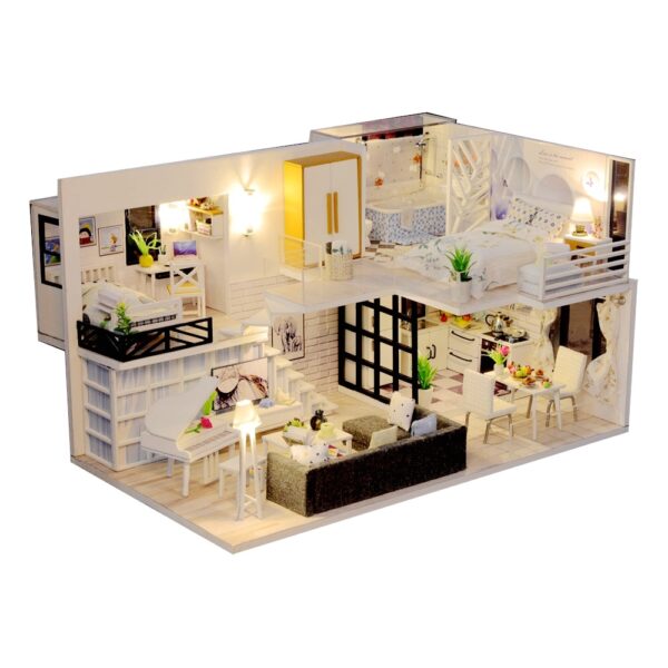 Mini Wooden House Assemble 3D Miniaturas Puzzle Toys For Children Girl Gift