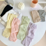 Vertical Stripes Large Trotter Toe Socks Thin Solid Color