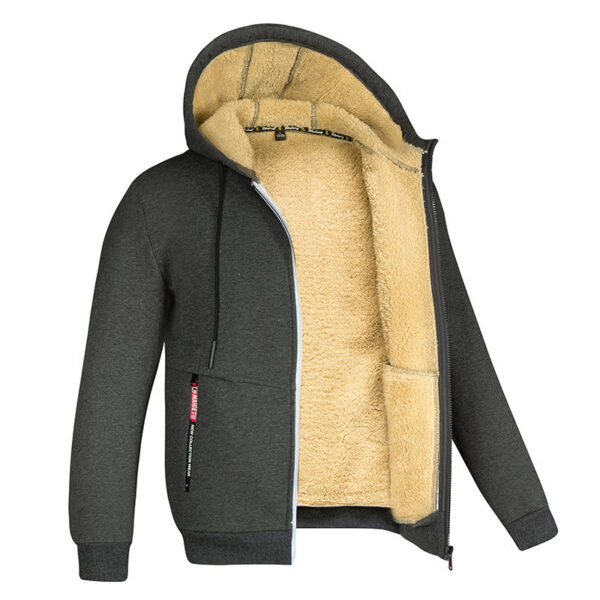 Hooded Fleece Plus Thick Lamb Fleece Cardigan Sweater | FREE SHIPPING men's clothing