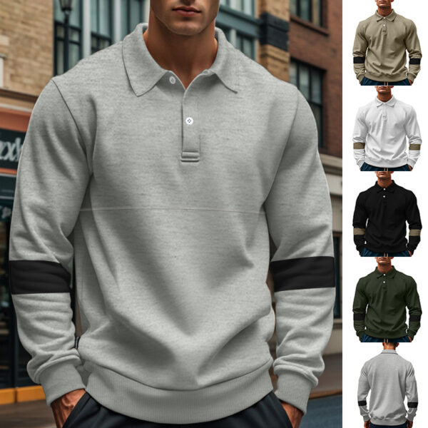 Fashion Long-sleeved Lapel Polo Shirt With Button Men's Loose Casual Sports Top Fall Spring Clothing | FREE SHIPPING mens clothing men's