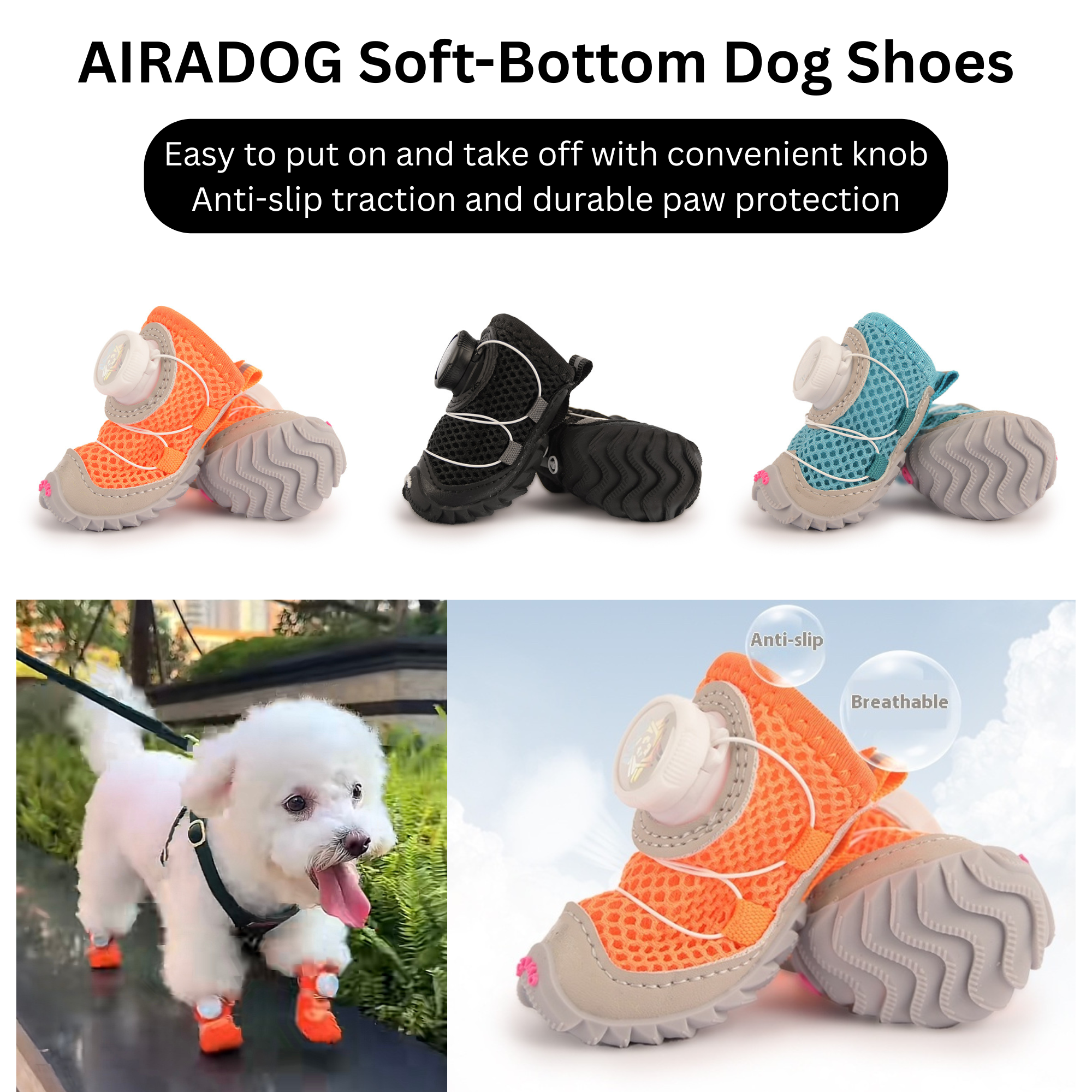 AIRADOG Soft-Bottom Dog Shoes