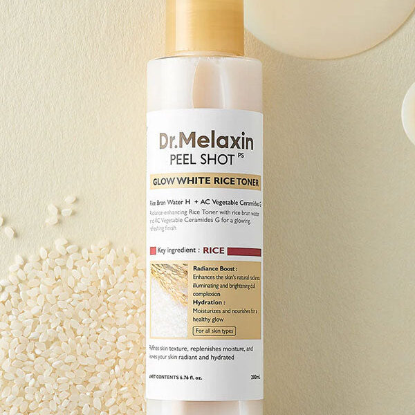 Dr.Melaxin Peel Shot Glow White Rice Toner 200ml For Glass Skin Korean Skincare, Korean Cosmetics, K-Beauty