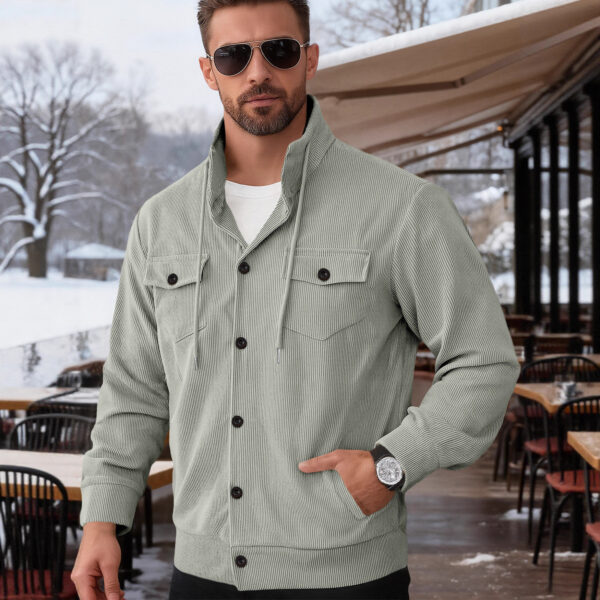 Sports Casual Polo Collar Corduroy Jacket For Men