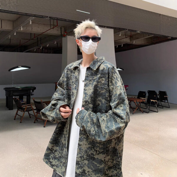 American-style Vintage Camouflage Shirt For Men Spring Season