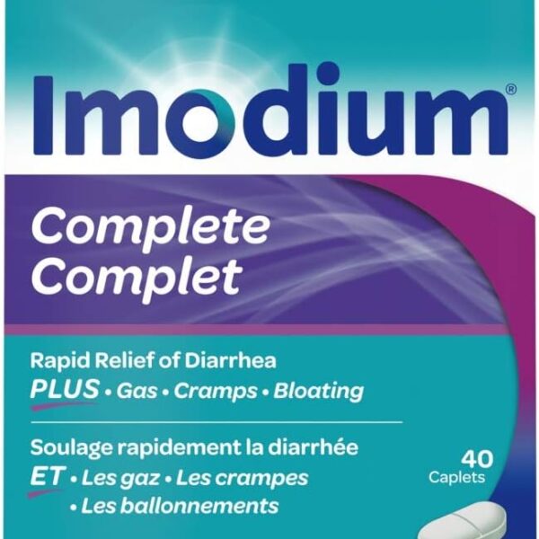 Imodium Complete Antidiarrheal and Gas Relief Caplets with Loperamide Hydrochloride, Simethicone, 40 Ct