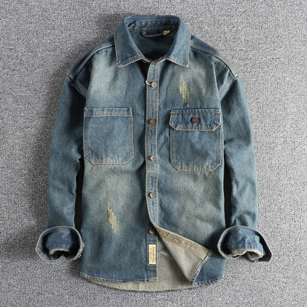 Washed Vintage Denim Shirt For Men