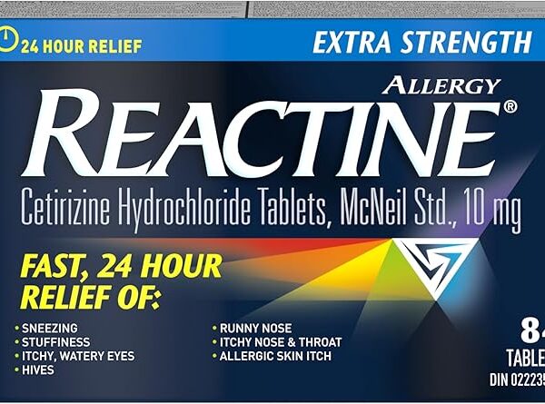 Reactine Extra Strength Antihistamine Tablets - 10mg Cetirizine Hydrochloride - 24 Hour Allergy Relief Medicine - 84 Count