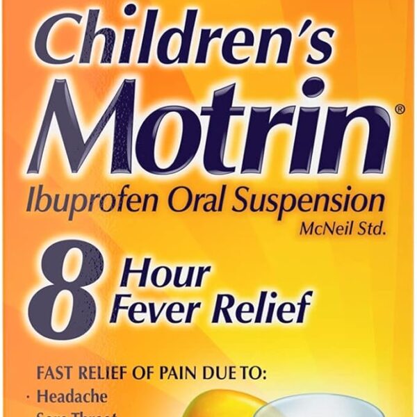 Motrin Children's Liquid Pain Relief, Reduces Fever for up to 8 hours, Ibuprofen, Fruit Flavour, Dye Free 120ml