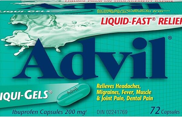 Advil Regular Strength Ibuprofen Pain Relief Liquid-Gels, Fast Acting Pain Relief for Migraine, Arthritis, Back, Neck, Joint, and Muscle Relief, 200mg (72 Count)