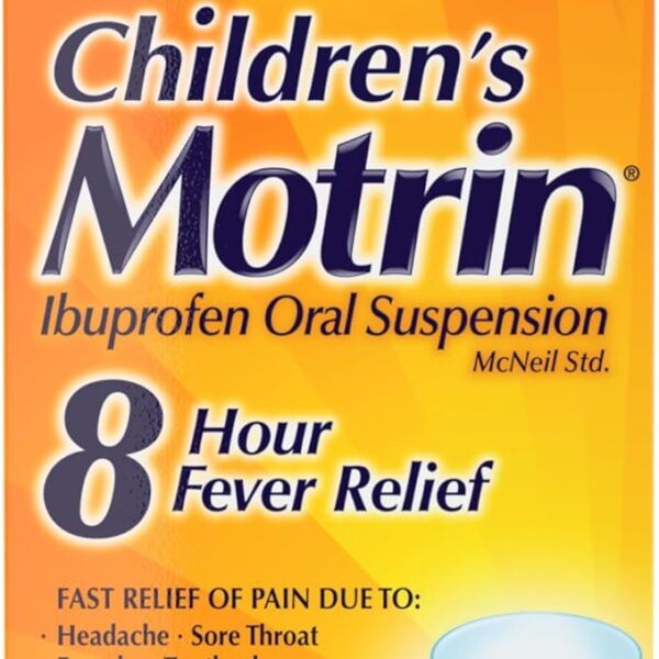 Motrin Children's Liquid Pain Relief, Reduces Fever for up to 8 hours, Ibuprofen, Grape Flavour, Dye Free 120ml