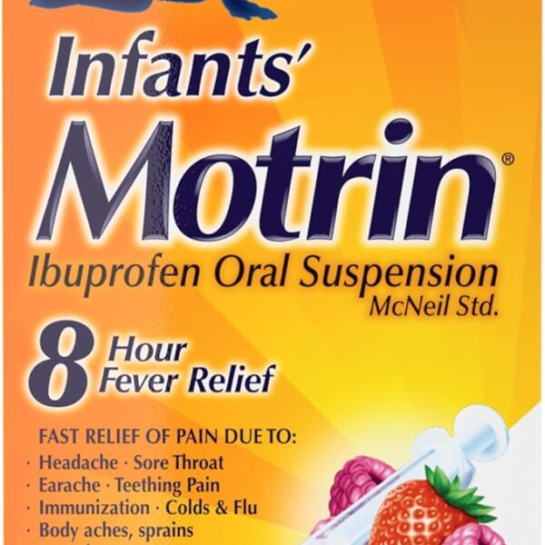 Motrin Infants' Ibuprofen Oral Suspension Concentrated Drops Dye Free Berry Flavour, 40 mg/ml 30 mL