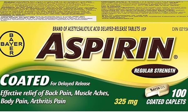 Aspirin Coated Regular Strength, 325mg ASA, Effective relief of Back Pain, Muscle Aches, Body Pain and Arthritis Pain. Coated for Delayed Release, 100 Coated Caplets