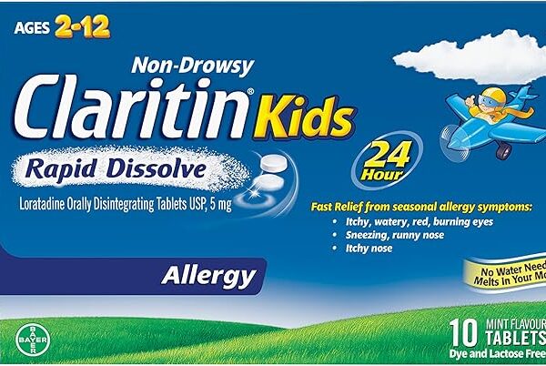 Claritin Kids Rapid Dissolve Allergy Medication - 24 Hour Non-Drowsy Kids Allergy Medicine, Antihistamines For Kids, Fast Allergy Relief Of Itchy, Watery, Red Eyes, Sneezing, Runny Nose, 10 Tablets