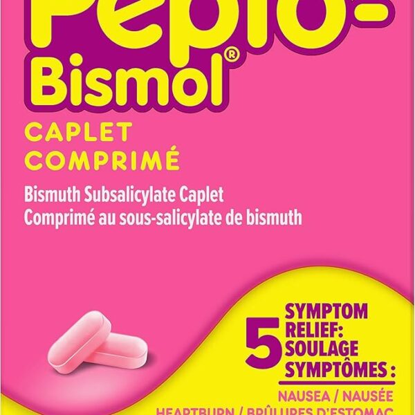 Pepto Bismol Caplets, Upset Stomach Relief, Diarrhea Relief, Heartburn, Nausea, Indigestion, Upset Stomach, 24 Count