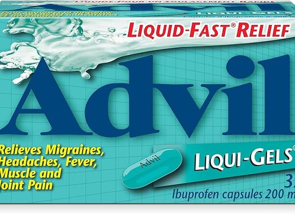 Advil Regular Strength Ibuprofen Pain Relief Liquid-Gels, Fast Acting Pain Relief for Migraine, Back, Neck, Joint, and Muscle Relief, 200mg (32 Count)
