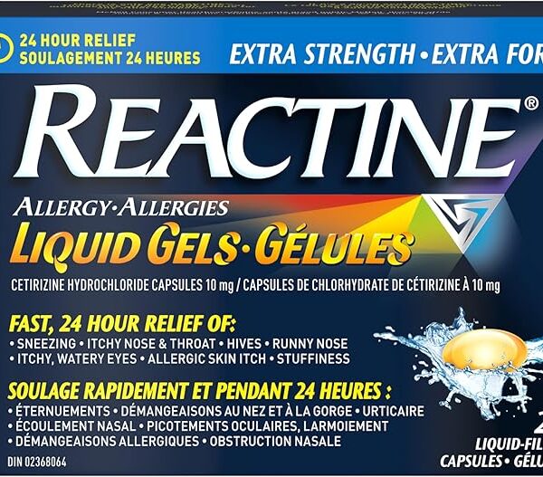 Reactine Extra Strength Antihistamine Liquid Gel Pills - 10mg Cetirizine Hydrochloride - Allergy Relief Medicine - 25 count