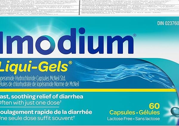 Imodium Liqui-Gels - Fast Relief of Diarrhea - Loperamide Hydrochloride - Antidiarrheal - 60 Liquid Capsules, 2mg